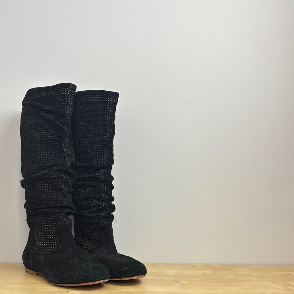 UGG Australia Abilene perforated slouch black suede boots